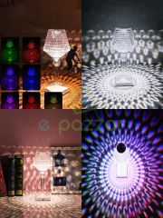 16 Renk 4 Mod Diamond Aydınlatma Masa Lambası Kristal Abajur Dokunmatik & Kumandalı Usb Şarjlı