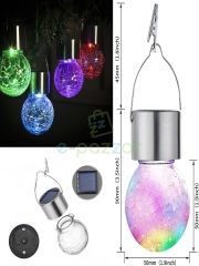 Çatlatma Cam Model Solar Panelli Sarkıt Askılı İç & Dış Mekan Bahçe Aydınlatması RGB 3 Adet