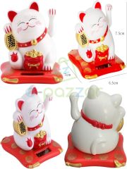 Japon Kültürü Bereket Şans Mutluluk Çağıran Şans Kedisi Solar Panelli Hareketli Pati Maneki Neko