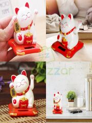 Japon Kültürü Bereket Şans Mutluluk Çağıran Şans Kedisi Solar Panelli Hareketli Pati Maneki Neko