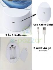 Turuncu 3d Cam 7 Renk Işıklı Multicolor Çöl Tasarımlı Sulu Kum Saati Dokunmatik Panelli Usb Girişli