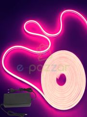 5 Metre Esnek Şerit Pembe Neon Suya Dayanıklı Led Aydınlatma & 12v 3a Tak Çalıştır Adaptör