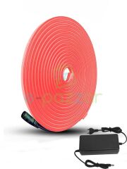 5 Metre Esnek Şerit Kırmızı Neon Suya Dayanıklı Led Aydınlatma & 12v 3a Tak Çalıştır Adaptör