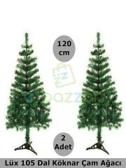 2 Adet Lüks 120 Cm 105 Dal Christmas Noel Yılbaşı Süsleme Köknar Çam Ağacı Demonte Pvc Ayaklı