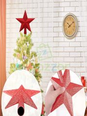 20 Cm Kırmızı Simli Işıltılı Noel Christmas Yılbaşı Ağaç Konsept Süsleme Tepe Yıldızı