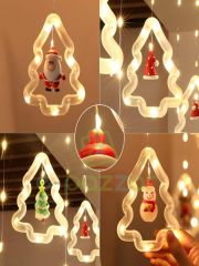 10 Saçaklı Çam Ağacı Noel Figürlü Yılbaşı Organizasyon Konsept Süsleme 8 Mod Günışığı Perde Led Işık