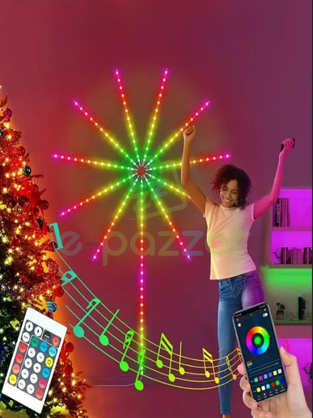 Havai Fişek Şerit Meteor Led App Uygulamalı & Kumandalı Dreamcolor 210+ Multifonksiyon Sese Duyarlı