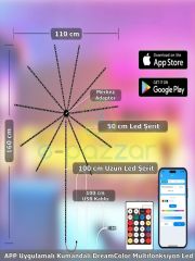 Havai Fişek Şerit Meteor Led App Uygulamalı & Kumandalı Dreamcolor 210+ Multifonksiyon Sese Duyarlı