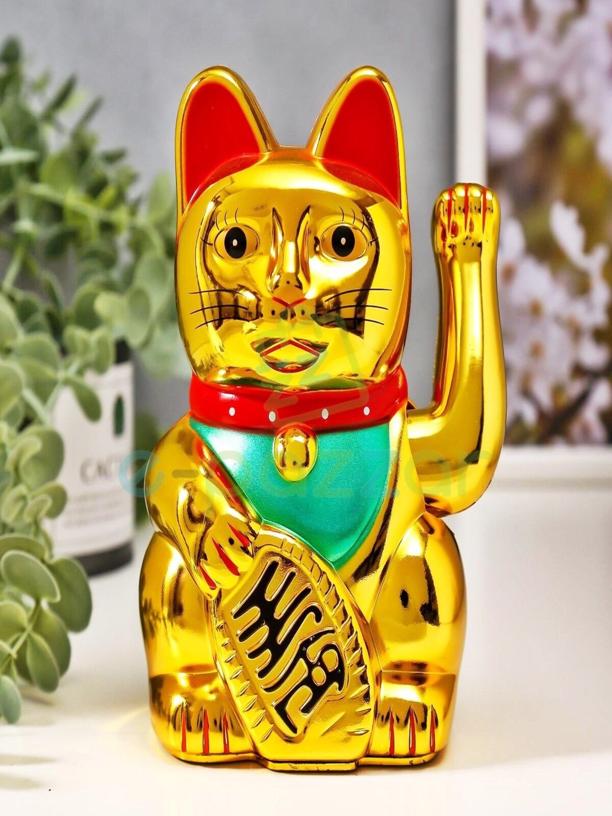 16 Cm Gold Japon Kültürü Bereket Şans Mutluluk Çağıran Şans Kedisi Pilli Hareketli Pati Maneki Neko