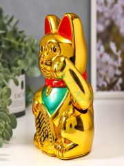 16 Cm Gold Japon Kültürü Bereket Şans Mutluluk Çağıran Şans Kedisi Pilli Hareketli Pati Maneki Neko