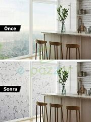 3 MetreX60 Cm Uv Koruyucu Dekoratif 3D Buzlu Çiçek Desenli Cam Banyo Pencere Folyosu Statik Sticker