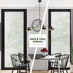 3 Metre X 60 Cm Uv Koruyucu Transparan 3D Buzlu Zebra Çizgili Cam Banyo Pencere Folyosu Statik Stick