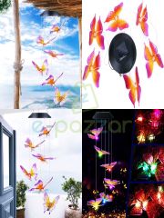 Multicolor Renk Geçişli Sevimli Kelebekler 6 Sarkıt Solar Panelli Bahçe Veranda Dekoratif Led Işık