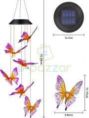 Multicolor Renk Geçişli Sevimli Kelebekler 6 Sarkıt Solar Panelli Bahçe Veranda Dekoratif Led Işık