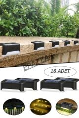 16lı Solar Güneş Enerjili Köşebent Led Merdiven Veranda Bahçe Balkon Led Lamba 16lı Set