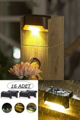 16lı Solar Güneş Enerjili Köşebent Led Merdiven Veranda Bahçe Balkon Led Lamba 16lı Set