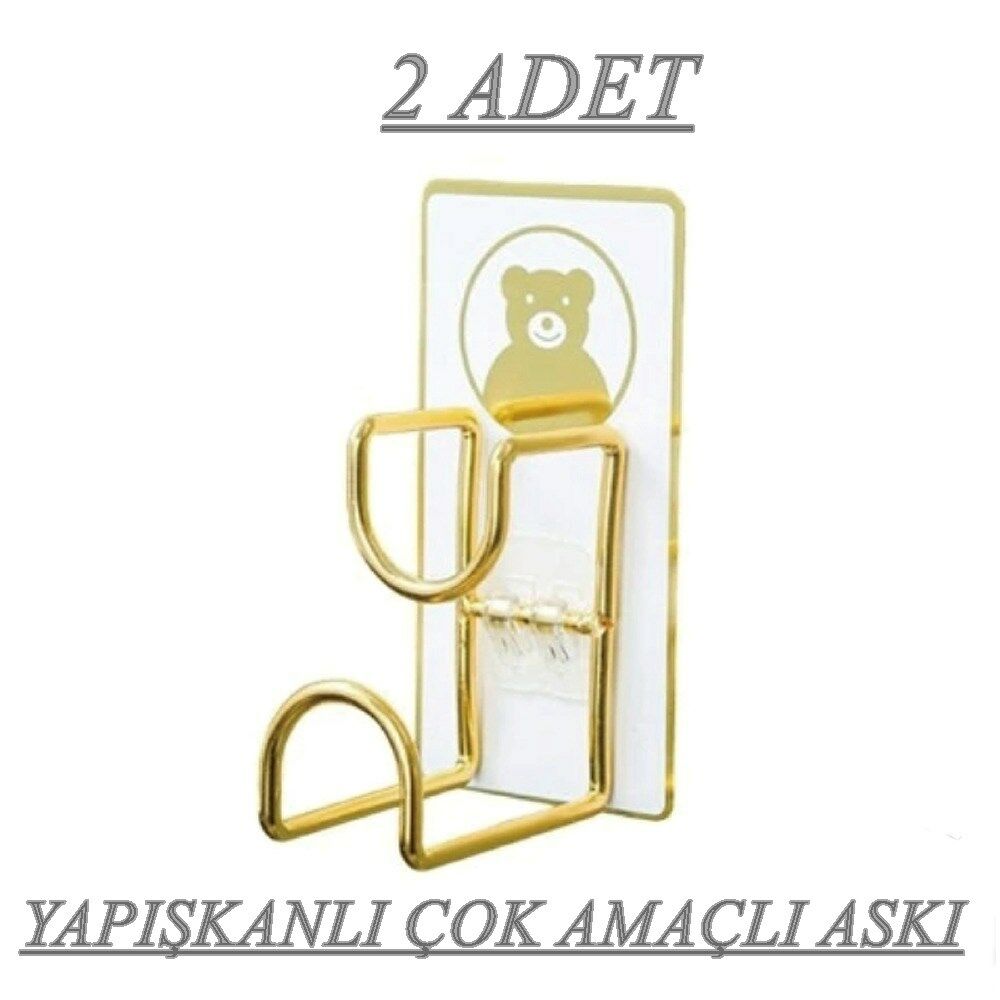 2 Adet Mutfak Banyo Askısı Figürlü Güçlü Kendinden Yapışkanlı Kapı Duvar Askısı Tekli Kanca 2 Adet
