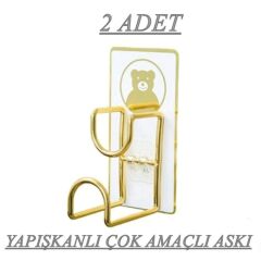 2 Adet Mutfak Banyo Askısı Figürlü Güçlü Kendinden Yapışkanlı Kapı Duvar Askısı Tekli Kanca 2 Adet