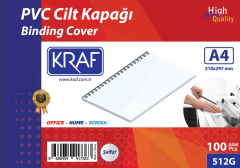KRAF CİLT KAPAĞI A4 160 MİC. 100 LÜ ŞEFFAF 512G