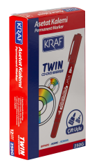 KRAF ASETAT KALEMİ TWIN ÇİFT UÇLU 250G KIRMIZI