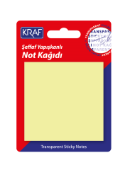 KRAF YAPIŞKANLI NOT KAĞIDI 76X76   50 YP. ŞEFFAF SARI 7676TR