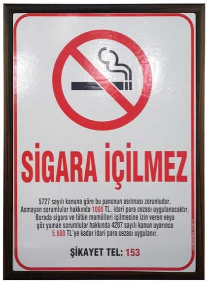 AKYAZI SİGARA İÇİLMEZ LEVHASI 50X70 MDF 0508