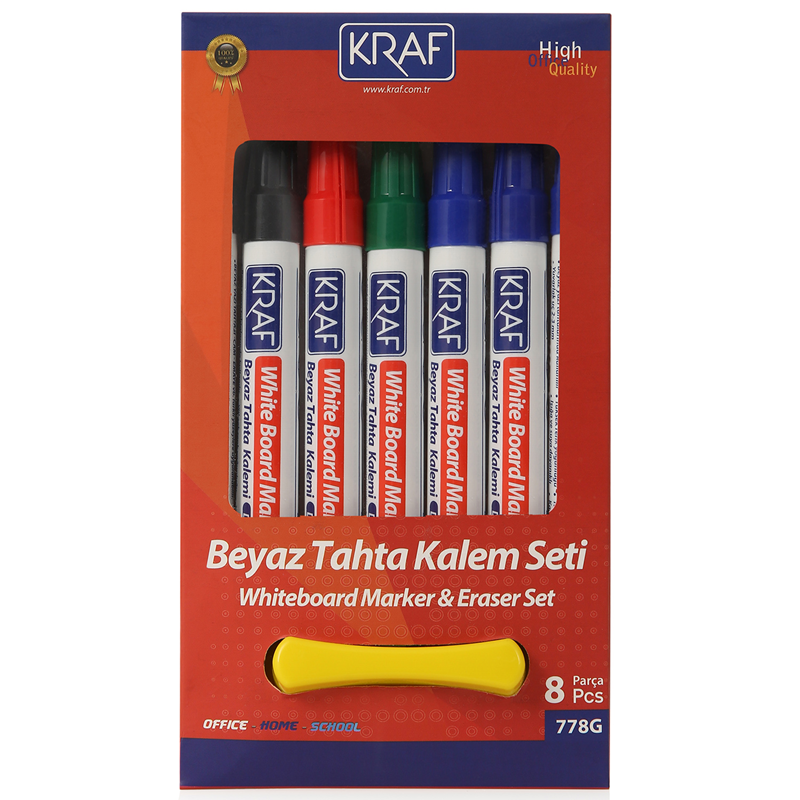 KRAF BEYAZ TAHTA KALEMİ & SİLGİ SET 8 Lİ 778G