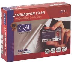 KRAF LAMİNASYON FİLMİ 85X115MM 125MIC 100LÜ 2128