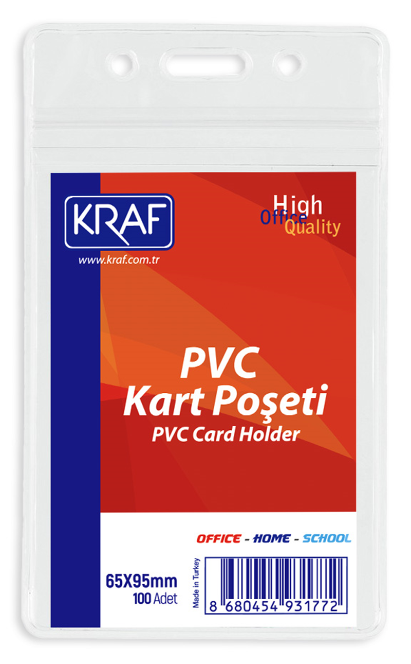 KRAF KART POŞETİ PVC DİKEY 65x95 MM 100 LÜ