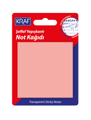 KRAF YAPIŞKANLI NOT KAĞIDI 76X76   50 YP. ŞEFFAF PEMBE 7676TR