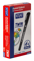 KRAF ASETAT KALEMİ TWIN ÇİFT UÇLU 250G SİYAH
