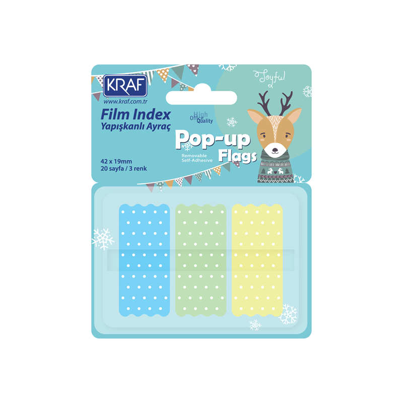 KRAF INDEX FILM (PP) 42X19MM POP-UP 3 RENK 20YP PASTEL PUANTİYELİ 4219-2