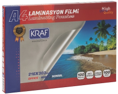 KRAF LAMİNASYON FİLMİ PARLAK A4 100MIC 100LÜ 2120