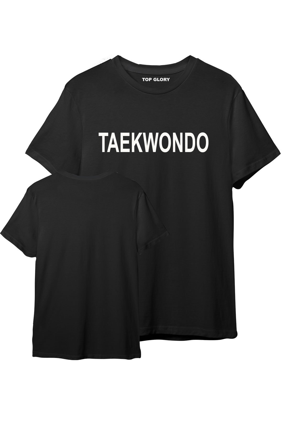 TOP GLORY Taekwondo Baskılı Siyah T-shirt Taekwondo Tişörtü TR1059