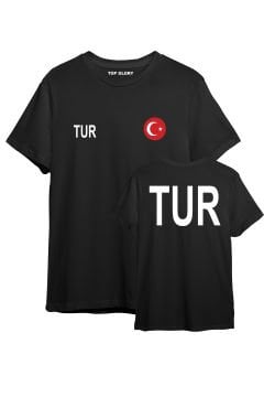 TOP GLORY TUR Baskılı Siyah T-Shirt Türkiye Tişörtü TR1027