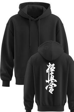 TOP GLORY Kyokushin-Kai Baskılı Siyah 3 İplik Kapüşonlu Sweatshirt