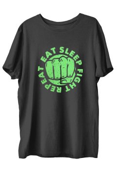 TOP GLORY Eatsleep  Baskılı Penye Boks  Sporcu T-shirt