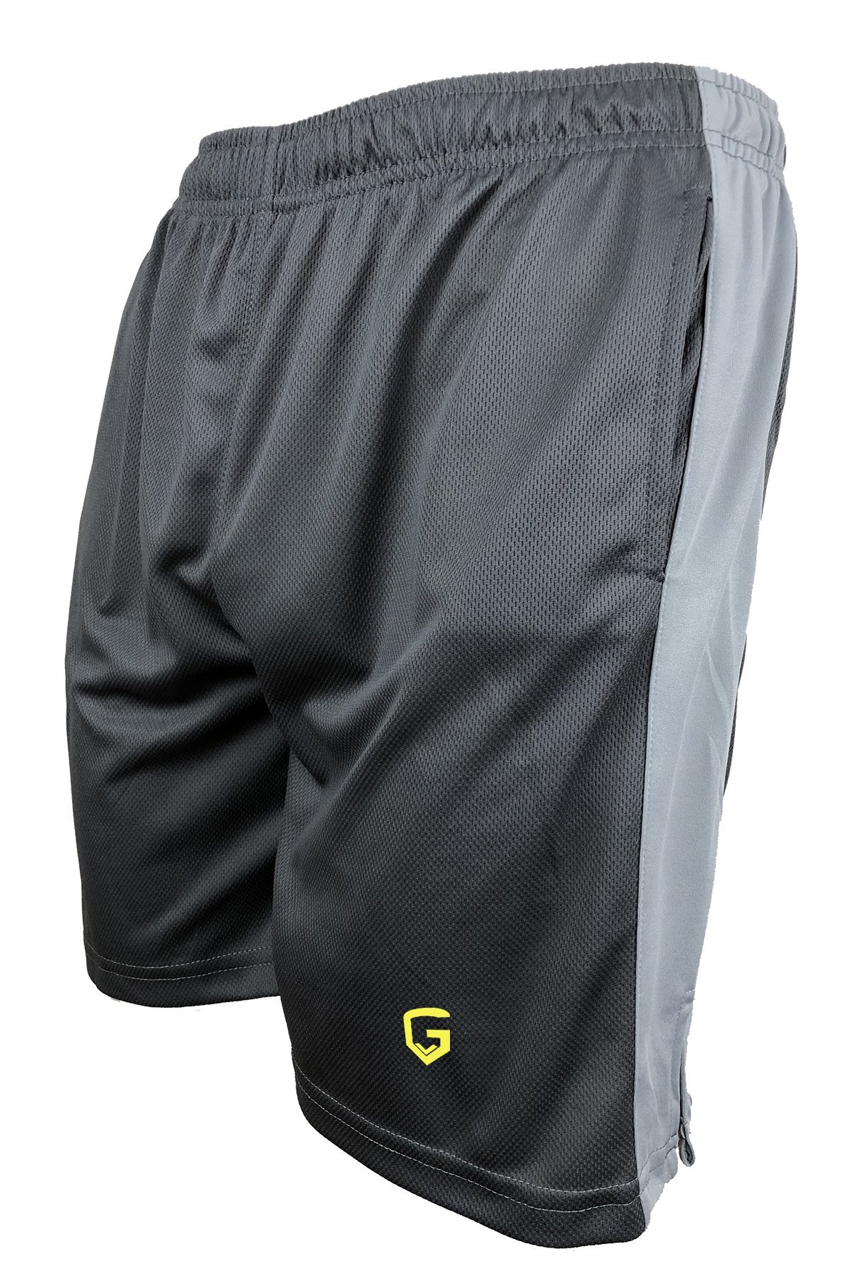 TOP GLORY Fitness Şort Spor Şortu Gri Şeritli