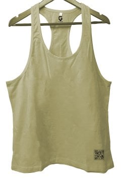 TOP GLORY Basic Bej  Fitness Tank Top Sporcu Atleti