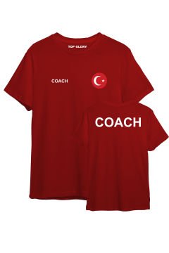 TOP GLORY Coach Baskılı Kırmızı T-shirt Coach Tişörtü TR1051