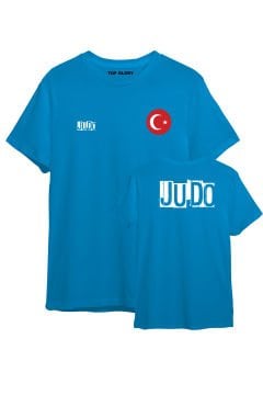 TOP GLORY Judo Baskılı Turkuaz T-shirt Judo Tişörtü TR1045