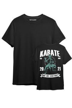 TOP GLORY Karate Baskılı Siyah T-shirt Karate Tişörtü TR1013