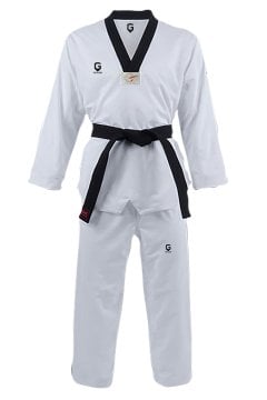TOP GLORY Fitilli Siyah Yaka Taekwondo Elbisesi Dobok