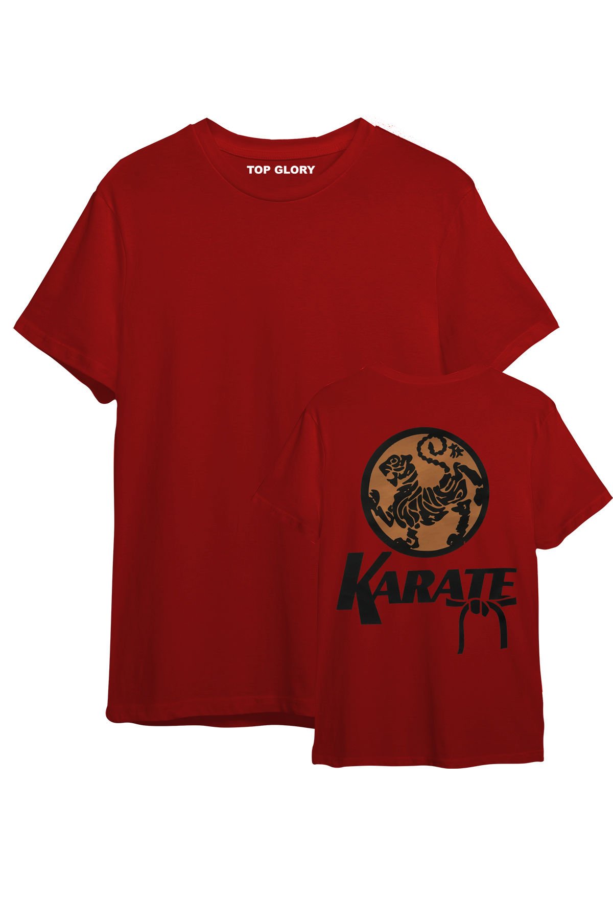 TOP GLORY Karate Baskılı Kırmızı T-shirt Karate Tişörtü TR1014