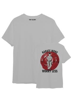 TOP GLORY Karate Baskılı Beyaz T-shirt Karate Tişörtü TR1018