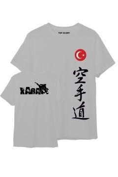 TOP GLORY Karate Baskılı Beyaz T-shirt Karate Tişörtü TR1019