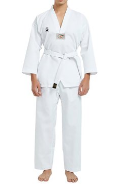 TOP GLORY Fitilli Beyaz Yaka Baskılı A10 Taekwondo Elbisesi Dobok