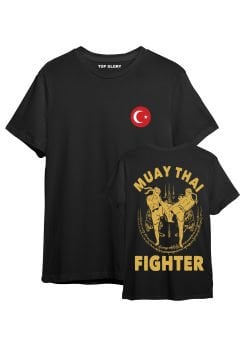 TOP GLORY Muay Thai Baskılı Siyah T-shirt Muay Thai Tişörtü TR1004