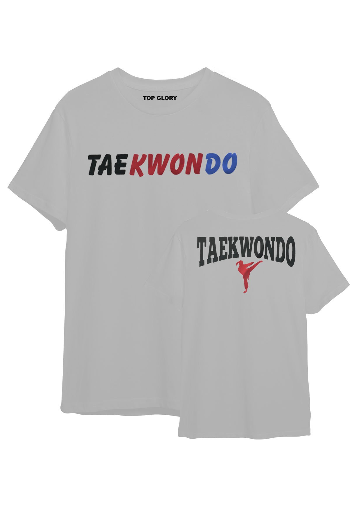 TOP GLORY Taekwondo Baskılı Beyaz T-shirt Taekwondo Tişörtü TR1010