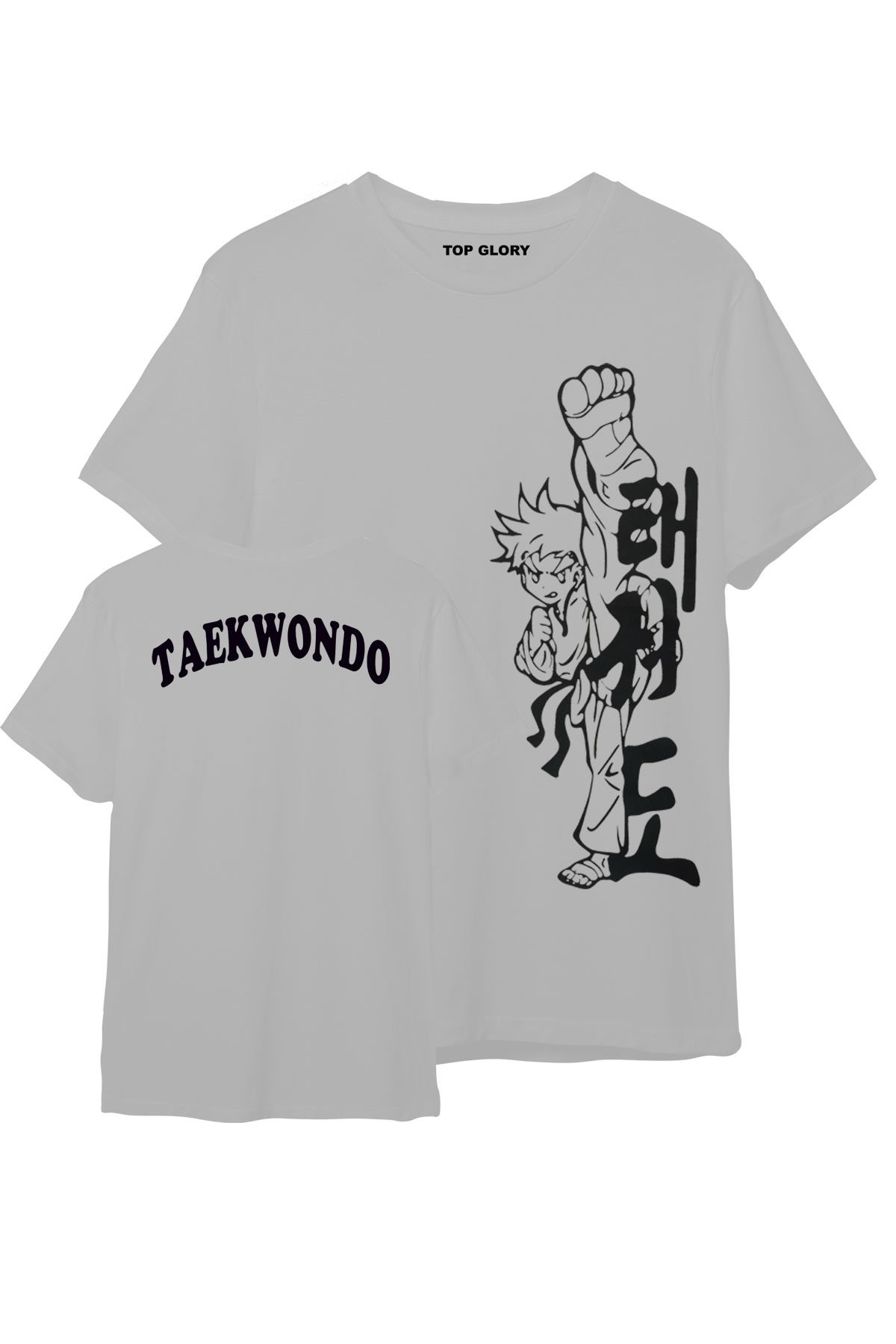 TOP GLORY Taekwondo Baskılı Beyaz T-shirt Taekwondo Tişörtü TR1011